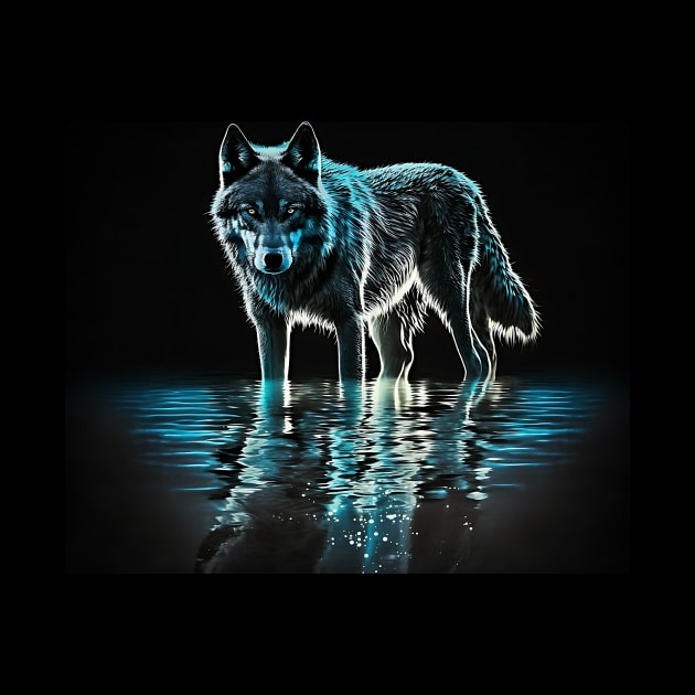 Ice Wolf at Night by DavisDesigns79