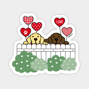 Two Labradors Watching Heart Balloons YC Magnet