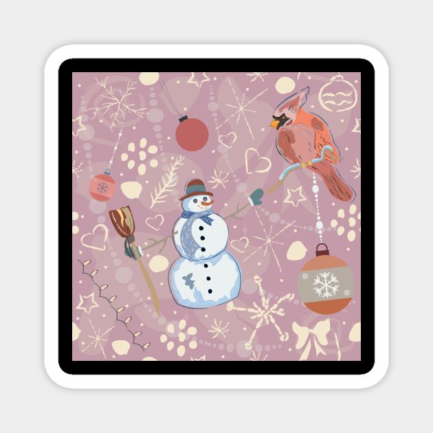 Cardinal and Snowman Magnet by Creative Meadows