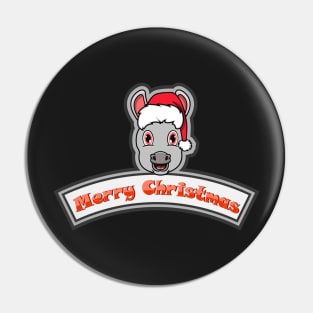 Sticker and Label Of  Donkey Character Design and Merry Christmas Text. Pin