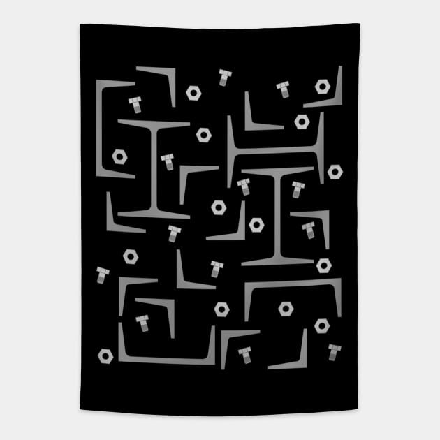 Nuts, Bolts, Angles and Steel Beams Pattern Tapestry by Barthol Graphics