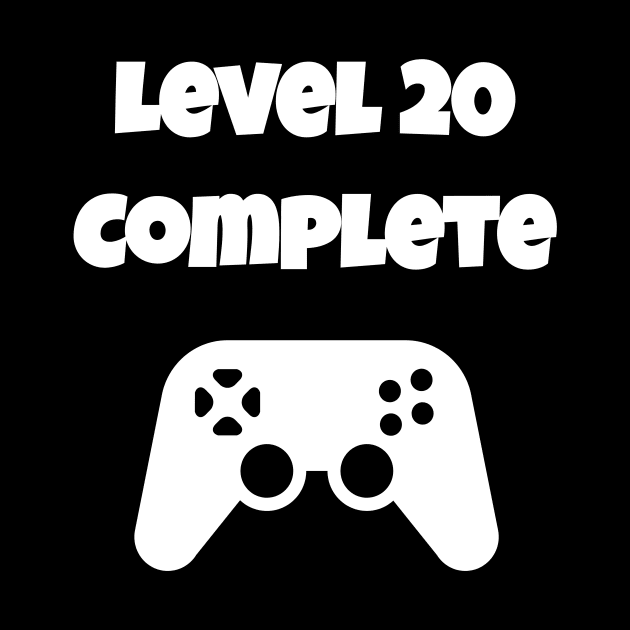 Level 20 Completed Video Gamer 20th Birthday Gift by fromherotozero