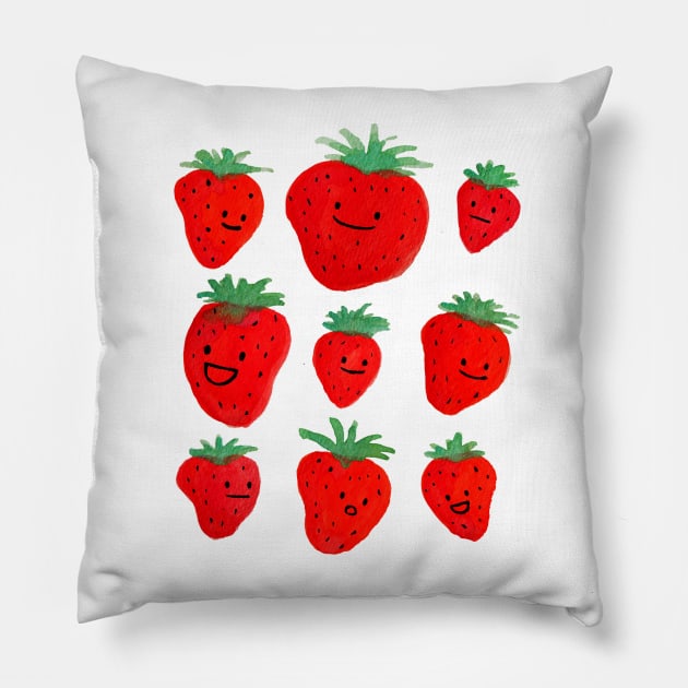 Strawberry Friends Pillow by oddowl