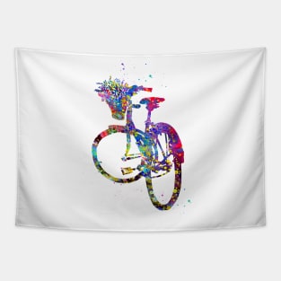 Bicycle with Flower in Basket Tapestry