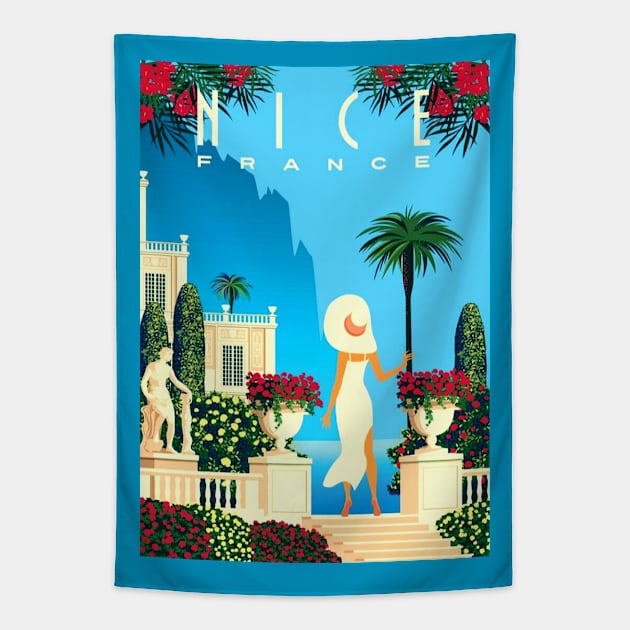 Vintage Travel Poster - Nice, France Tapestry by Starbase79