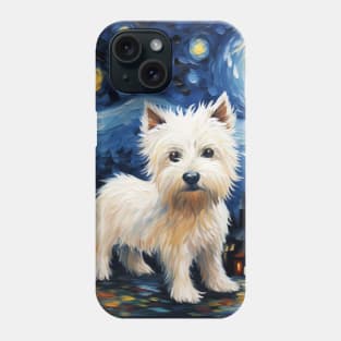 West Highland White Terrier Painted in The Starry Night style Phone Case