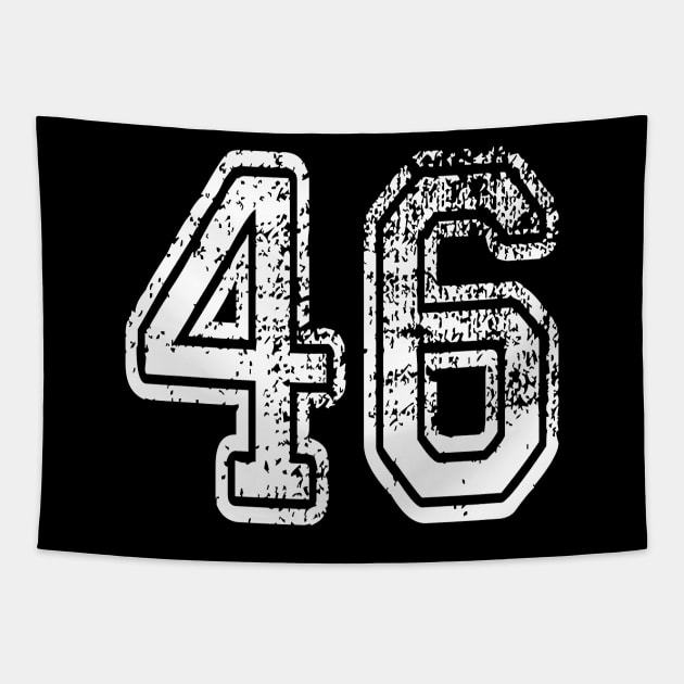 Number 46 Grungy in white Tapestry by Sterling