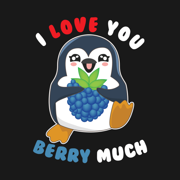 I Love You Berry Much Cute Penguin I Love You Pun by theperfectpresents