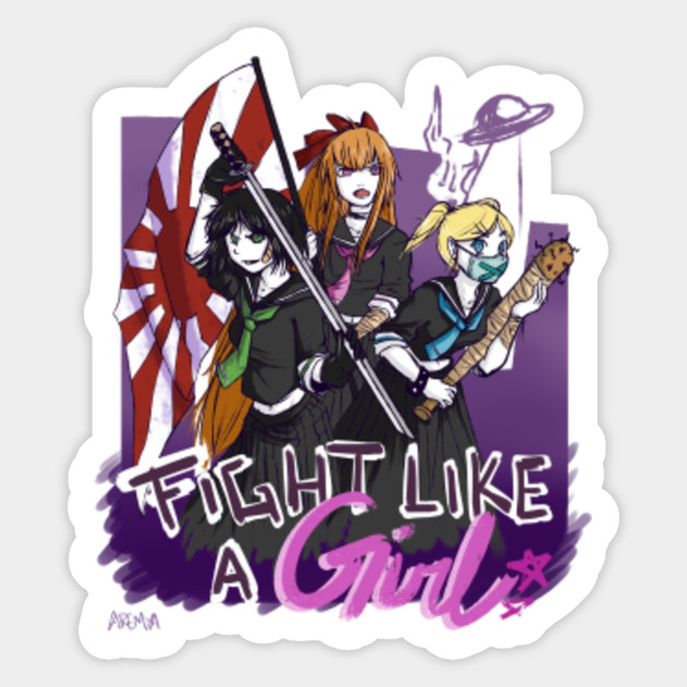 Fight Like A Girl Powerpuff Girls Sticker Teepublic