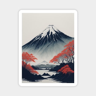 Serene Mount Fuji Sunset - Peaceful River Scenery Magnet