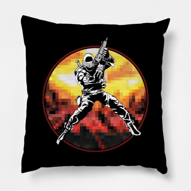 Snake-Eyes Black and White Pillow by SkipBroTees