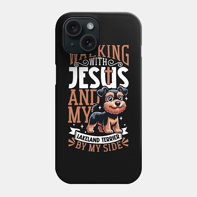 Jesus and dog - Lakeland Terrier Phone Case by Modern Medieval Design