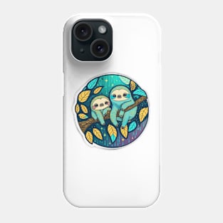 Cool Blue Sloths Hanging in Tree Phone Case