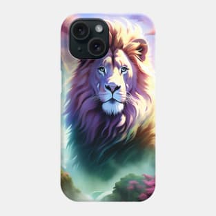 Lion in the sky double exposure wildlife forests Phone Case