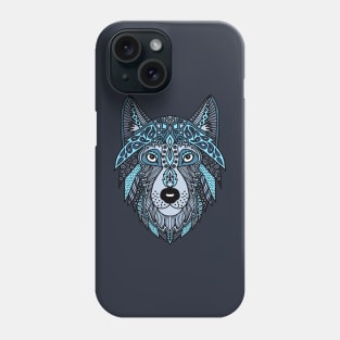 Zen Wolf Head Blue Phone Case