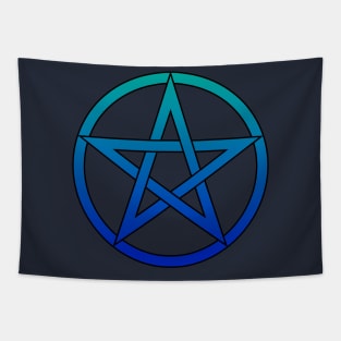 Pentagram Teal to Blue ombre Tapestry