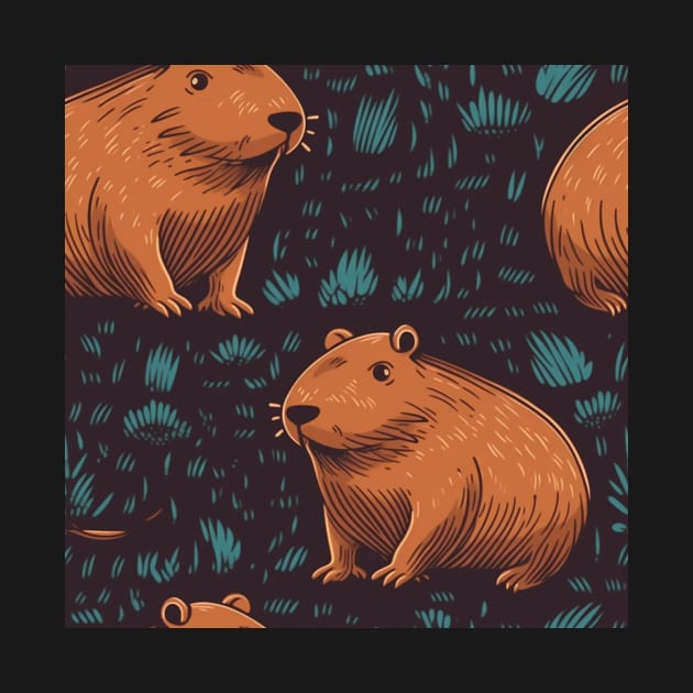 Capybara repeating pattern by Cryptid