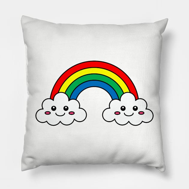 Rainbow And Clouds Pillow by inotyler