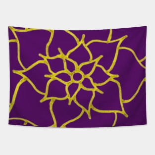 Blooming Gold Flower (Dark Purple) Tapestry