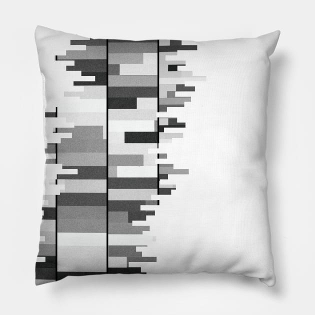 Abstract Stripes Pattern in Black And White Shades Pillow by ernstc