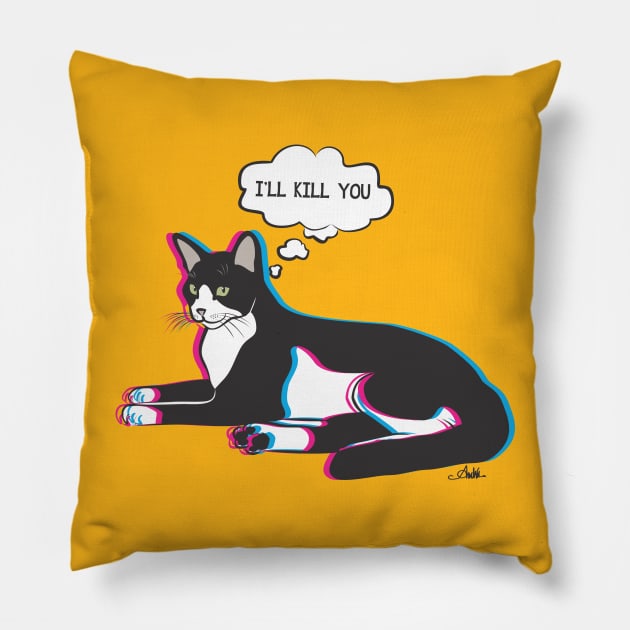 Bad cat Pillow by atizadorgris