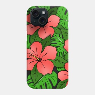 Hibiscus Flowers & Monstera Leaves Phone Case