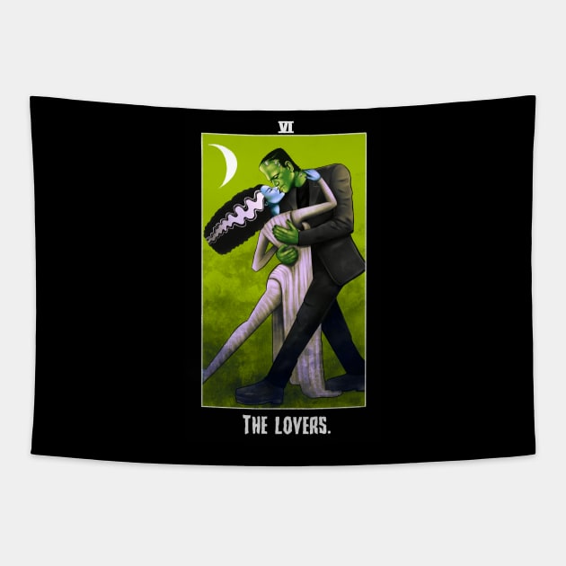 Frankenstein lovers tarot Tapestry by Amanda Excell