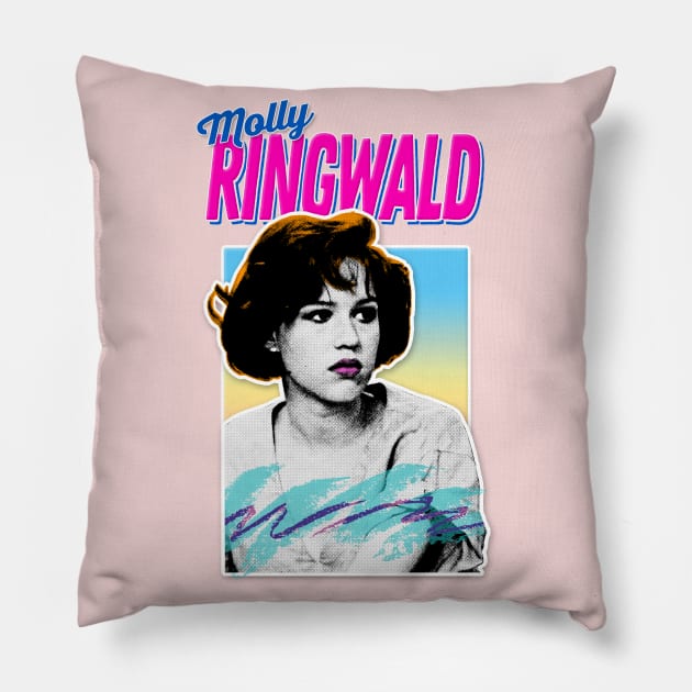 Molly Ringwald -  80s Styled Retro Nostalgia Graphic Design Pillow by DankFutura