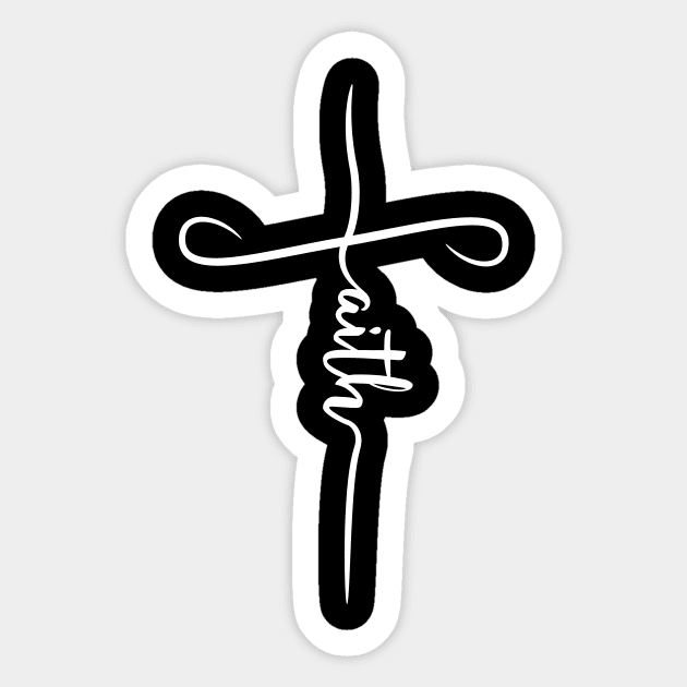 Faith in Curved Font Cross Illustration Christmas gift - Faith - Sticker