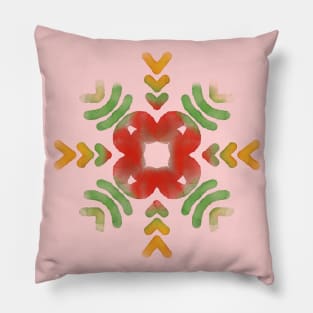 Phulkari - Floral Symmetrical Motif from Folk Embroidery Art GC-127-02 Pillow