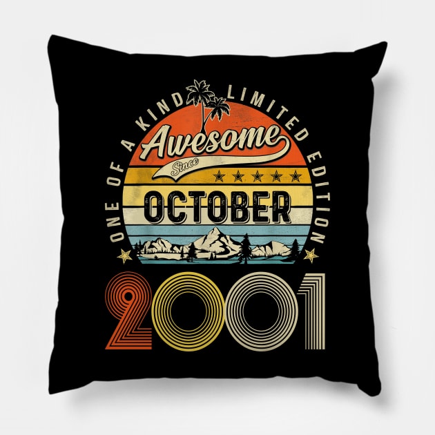 Awesome Since October 2001 Vintage 22nd Birthday Pillow by PlumleelaurineArt
