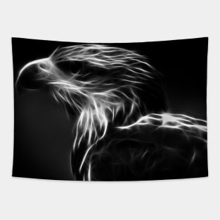 eagle head, glowing - black white Tapestry