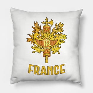 France  // Faded Style Coat of Arms Emblem Design Pillow