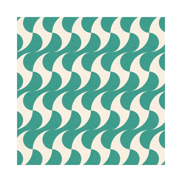 Dancing Geometric Waves - Vintage Turquoise by matise