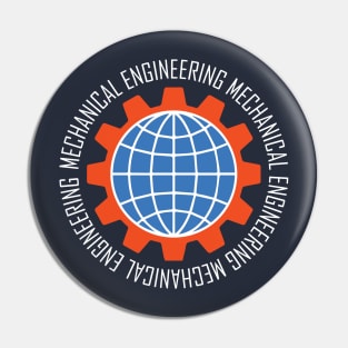 mechanical engineering, gear logo, globe, text engineer Pin