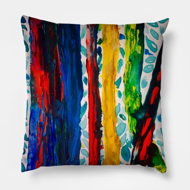 Rainbow Eucalyptus Graffiti Tree Pillow by ANoelleJay