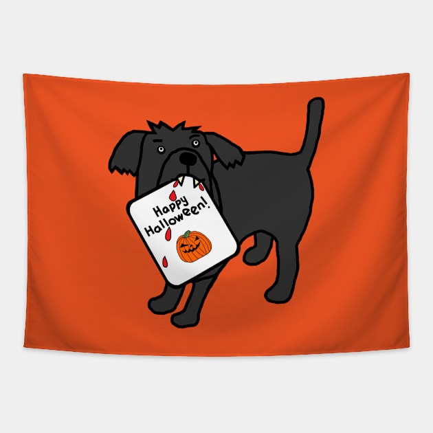 Vampire Horror Dog with Halloween Card Tapestry by ellenhenryart