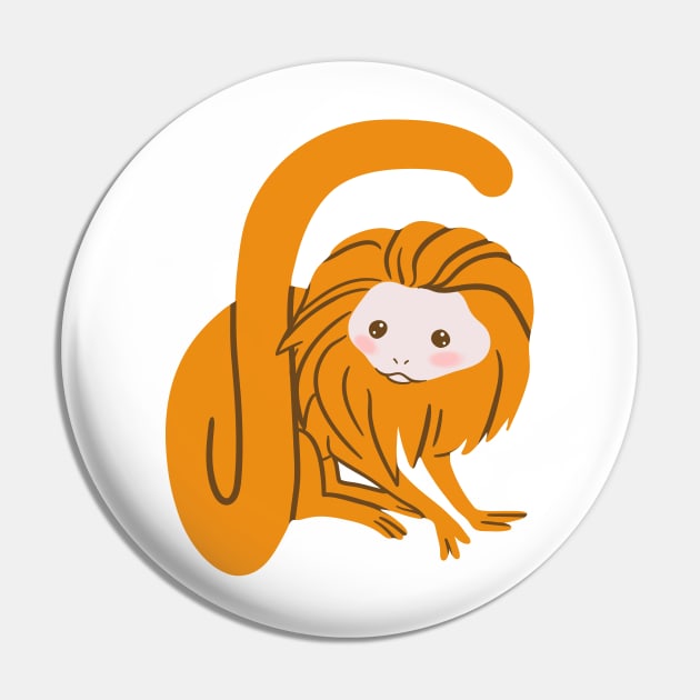 Golden Lion Tamarin Pin by Wlaurence