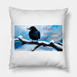 Confidence mantra with spirit animal crow artistic design Pillow