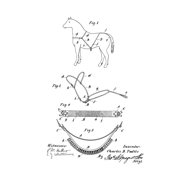 Horse Shield Vintage Patent Hand Drawing by TheYoungDesigns