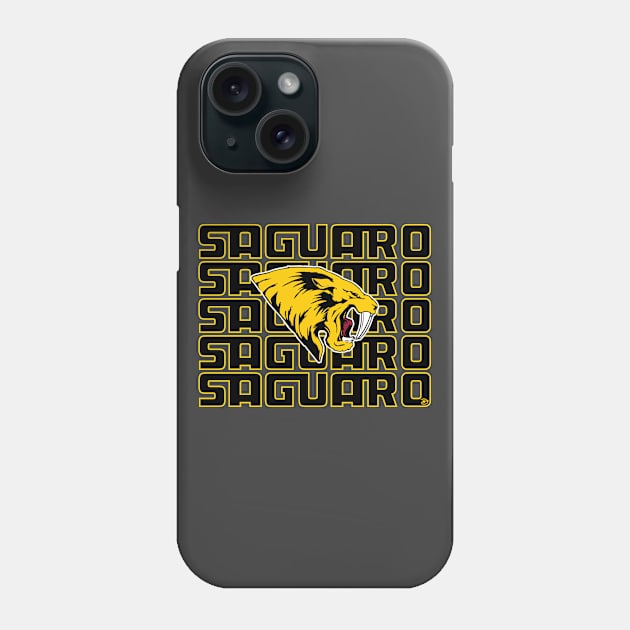 Saguaro Sabercats (Stacked - Black Lined) Phone Case by dhartist