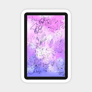 Cute Doodles on Watercolor Bisexual Flag Magnet