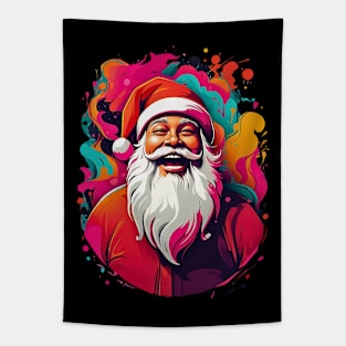 Smiley Santa Claus Christmas abstract retro 80s design Tapestry