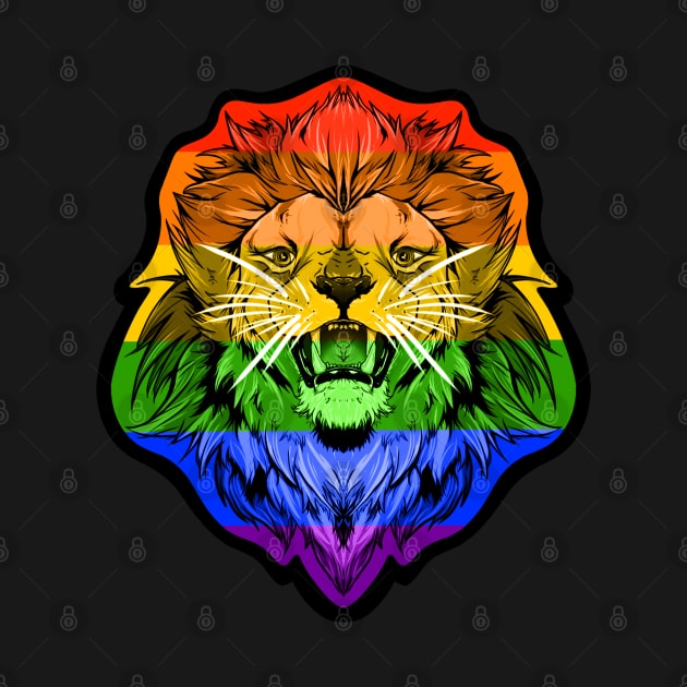 illustrated LION PRIDE series (gay pride flag) RAINBOW ROYGBIV by illustratelaw