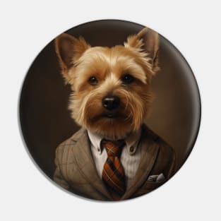 Norwich Terrier Dog in Suit Pin