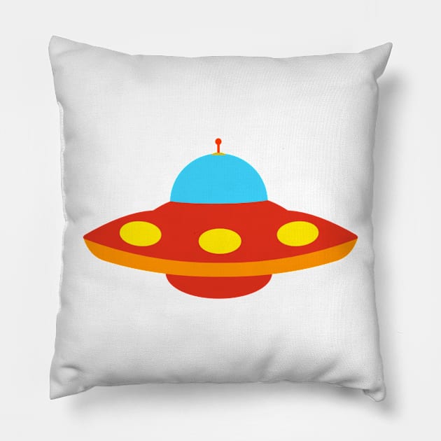 Ufo flying saucer spaceship Pillow by Cute Tees Kawaii