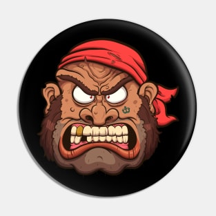 Angry Cartoon Pirate Face Pin