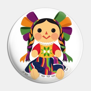 Mexican Doll, María. Mexican Otomi Doll. Traditional Mexican Rag Doll Pin