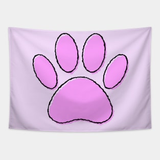 Cute Cartoon Puppy Paw Print In Pink Tapestry