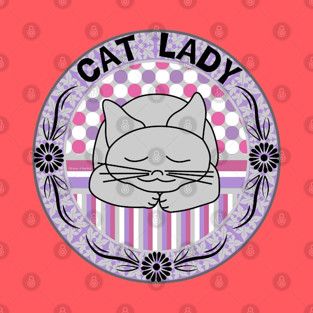 Cat Lady Pink Pattern Oval by Barthol Graphics